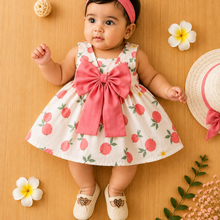 Cute Baby Girl Dress with Bow | Stylish Party & Occasion Wear